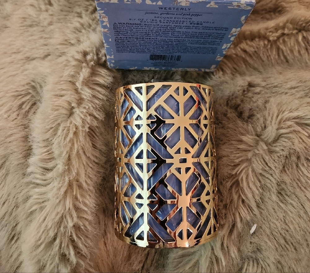 Tory Burch Blue and White Floral Candle